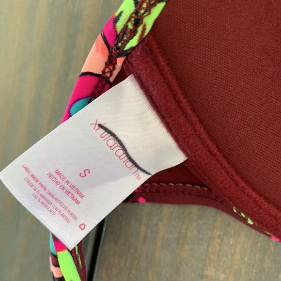 Swim Bikini Top Xhilaration Target Small Pink Floral Tropical Padded Underwire - Picture 3 of 3